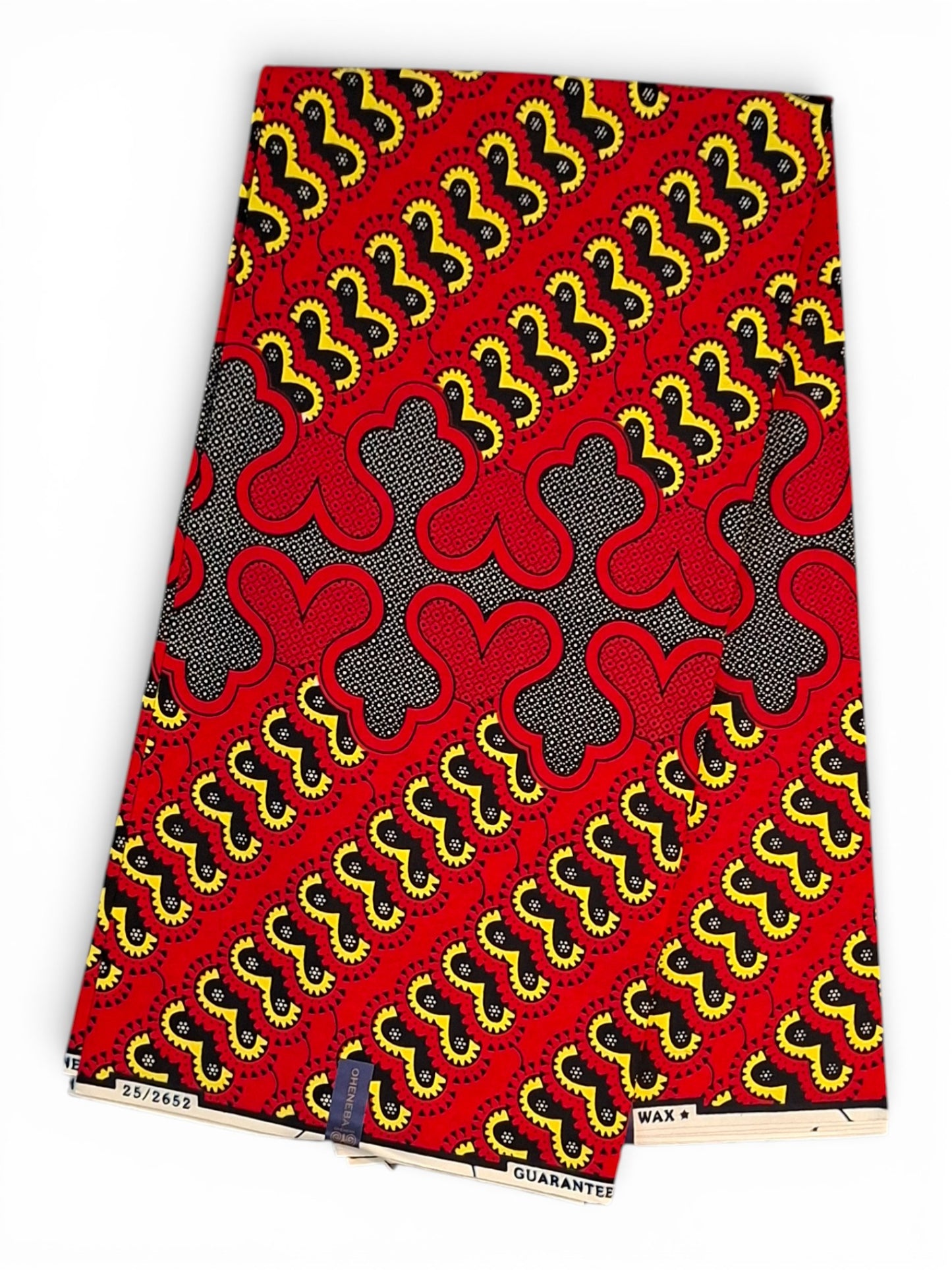 Afrikaanse Stof/Multicolor Geometrisch (Rood, Geel & Zwart)100%katoen