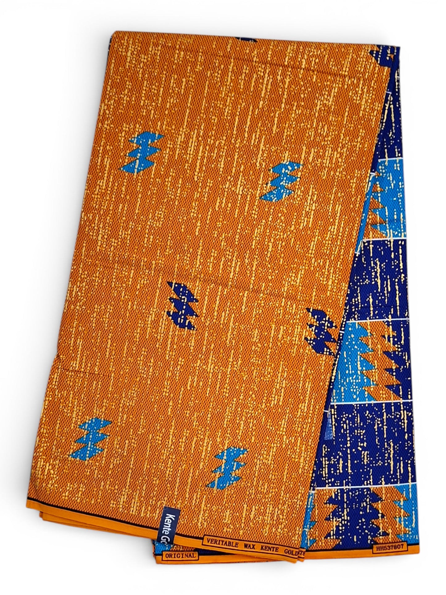 Ghana Kente Gold Fashion | Blauw & Goud Geometrische Stof