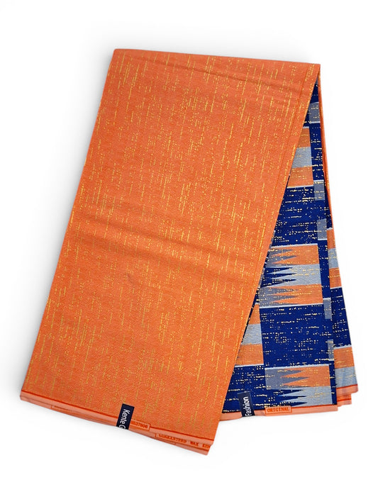 Kente Gold Fashion | Blauw & Oranje Geometrische Stof