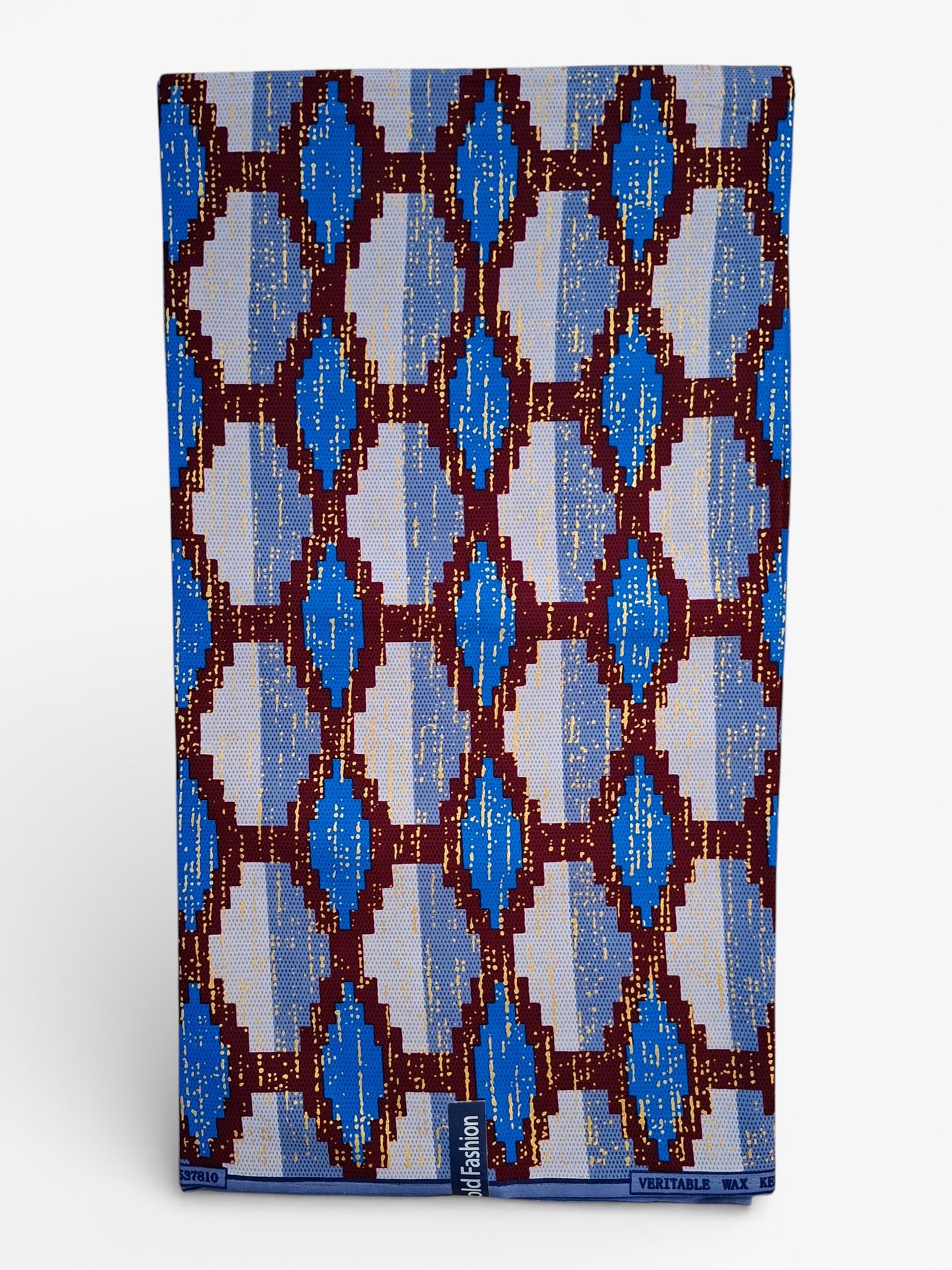 Ghana Kente Gold Fashion Blauw & Bruin Geometrische Ruit