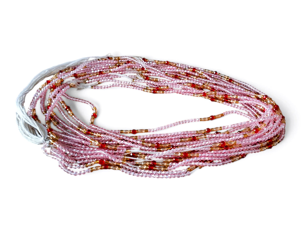 Waistbeads roze, goud en rood