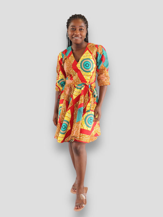 Midi Jurk van Afrikaanse Print - Multicolor 3