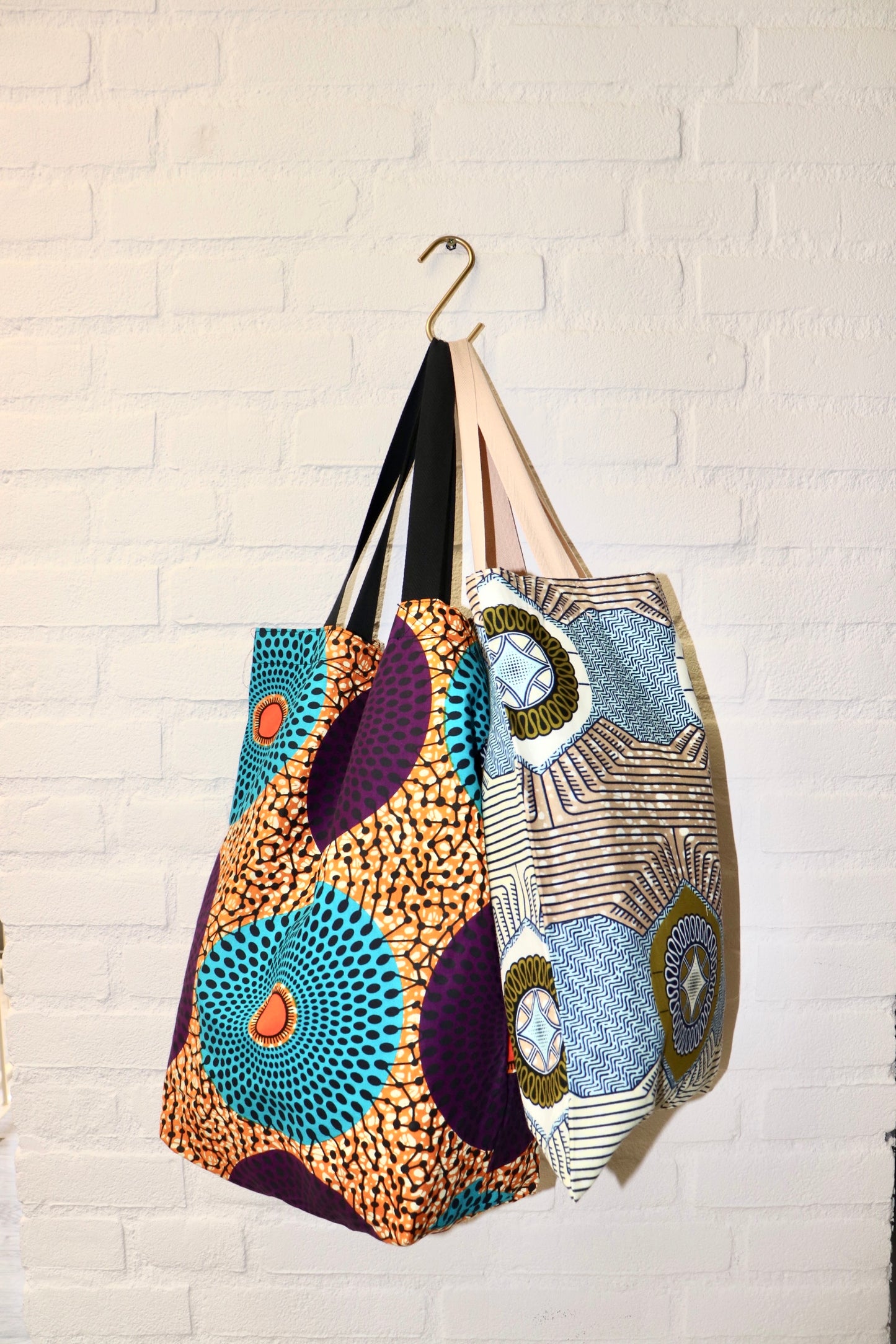 Tote Tas in Afrikaanse Print - Groen/Licht Roze
