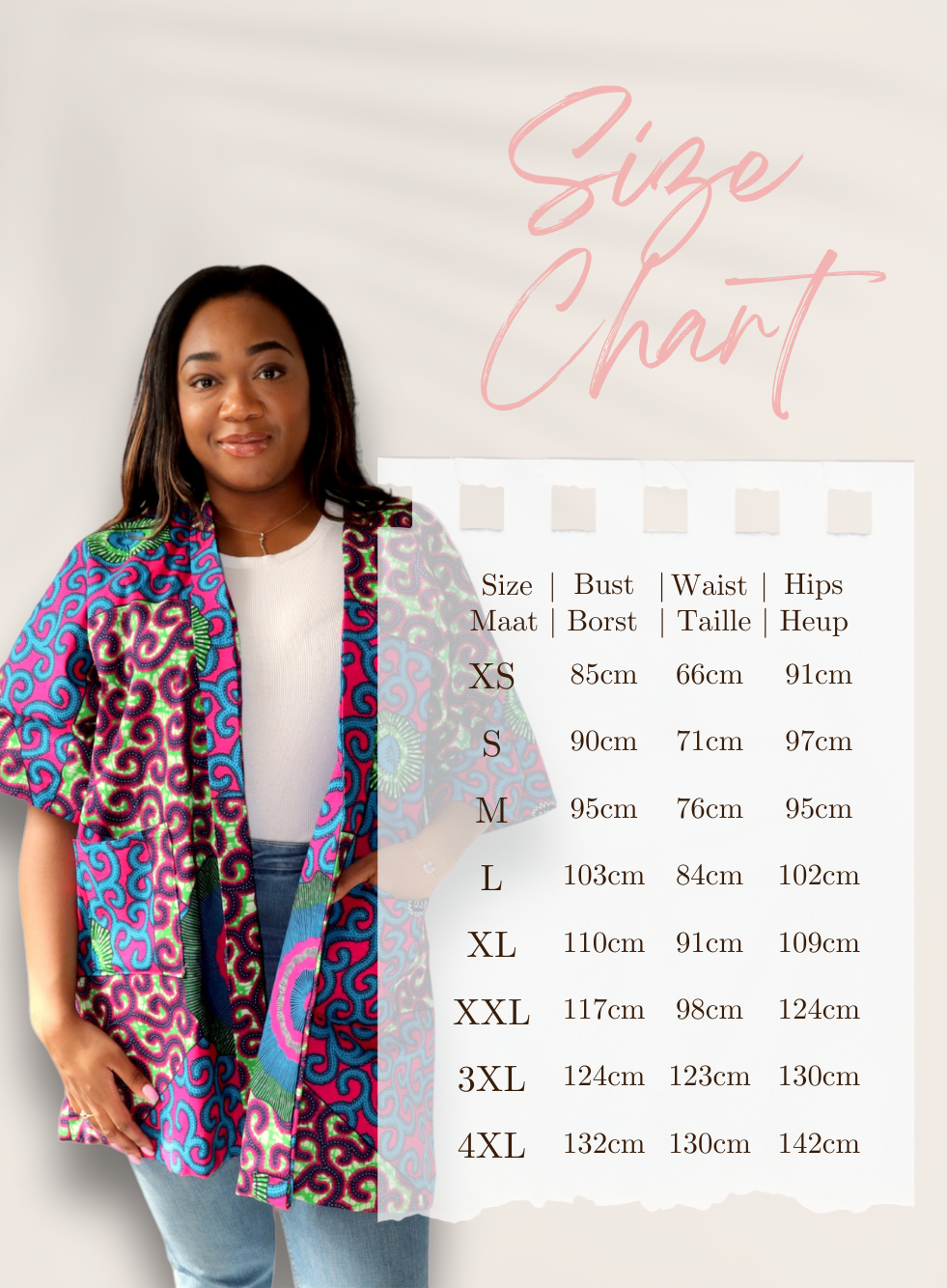 Kimono Vest van Afrikaanse Print - Blauw/Rood
