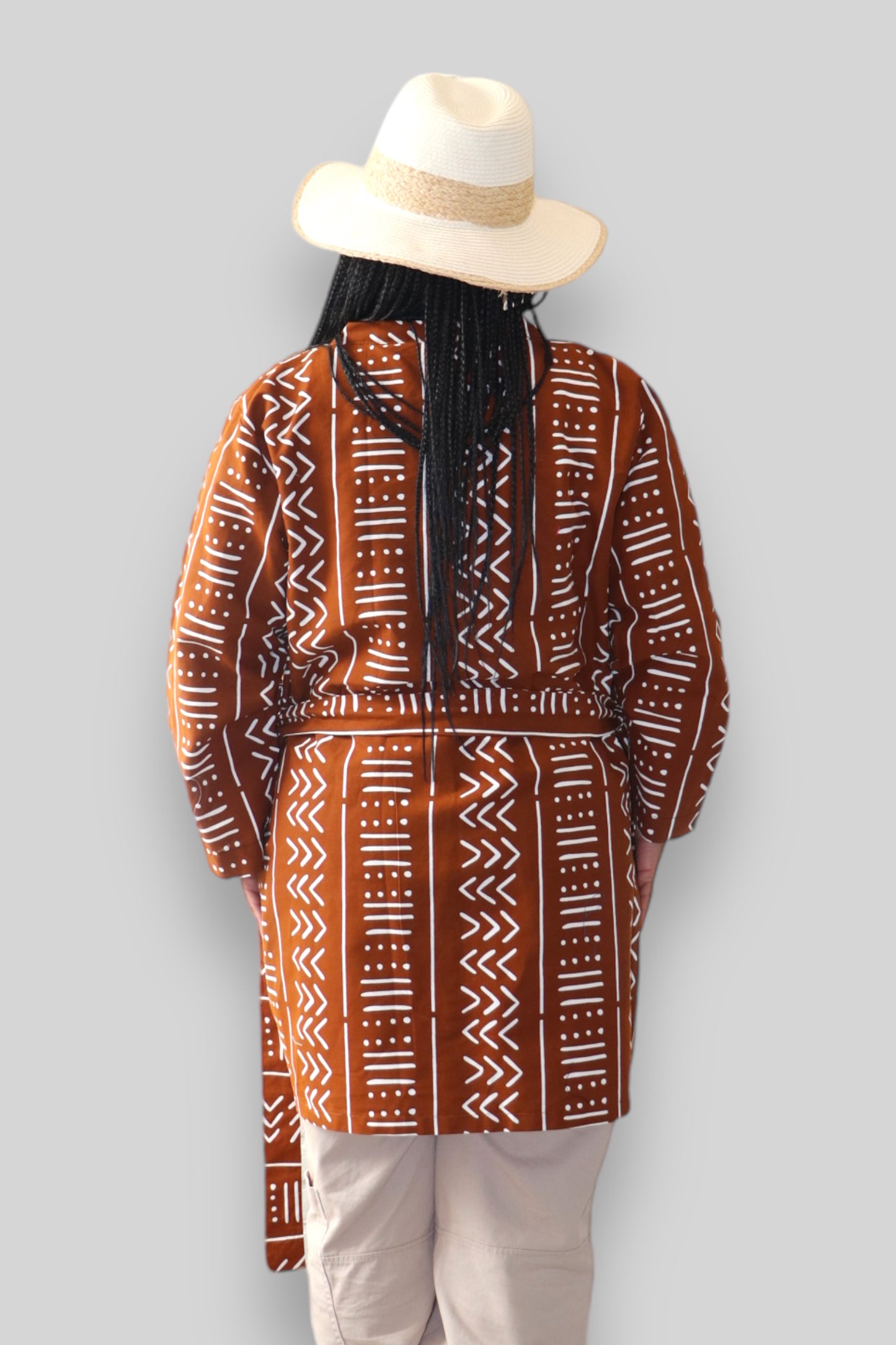 Kimono Vest van Afrikaanse Print - Bruin