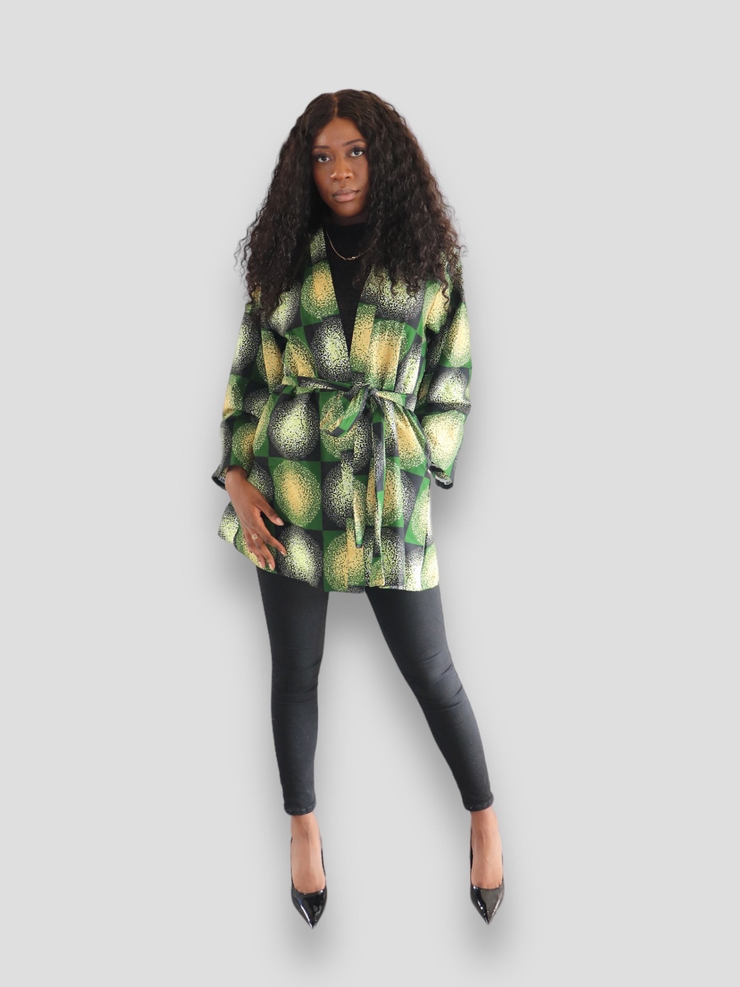 Kimono van Afrikaanse Print- Groen/Geel