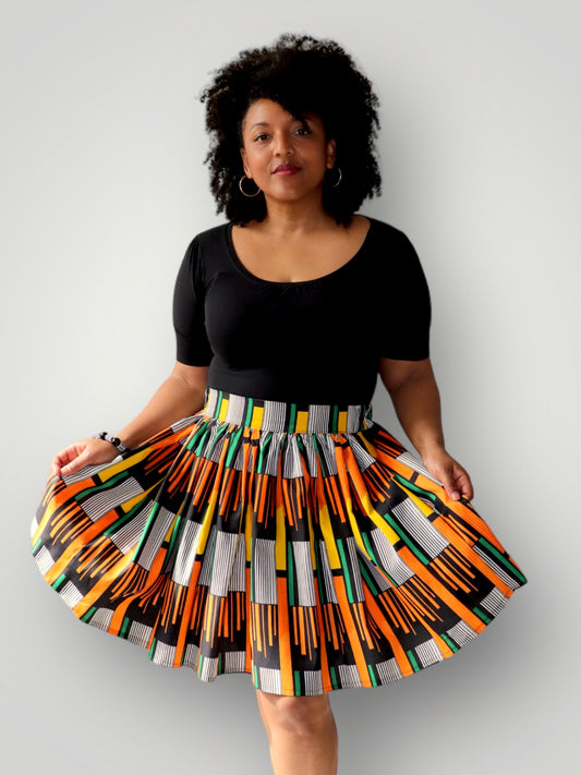 Midi Rok van Afrikaanse Print - Multicolor 2