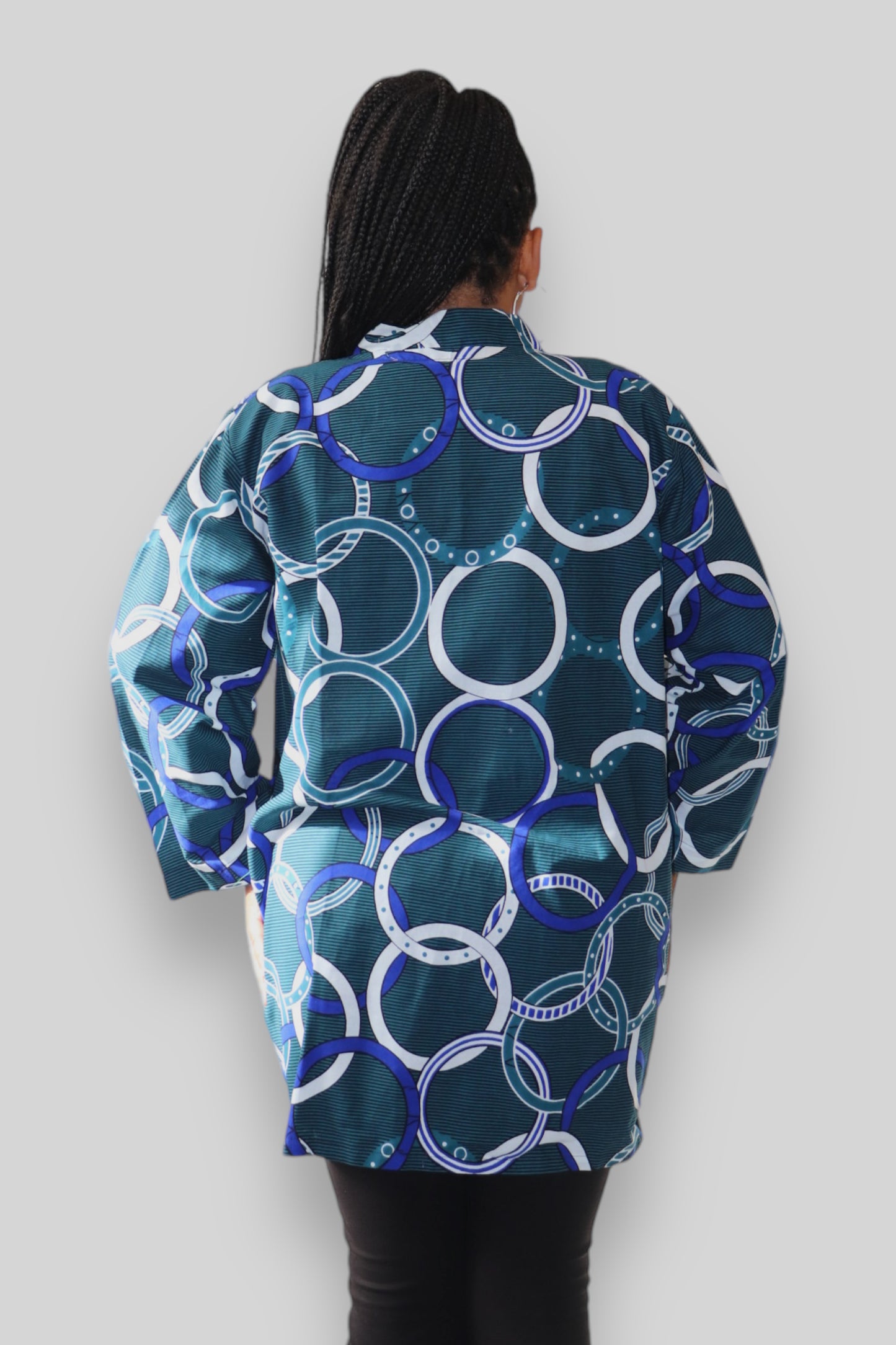 Kimono Vest van Afrikaanse Print - Blauw