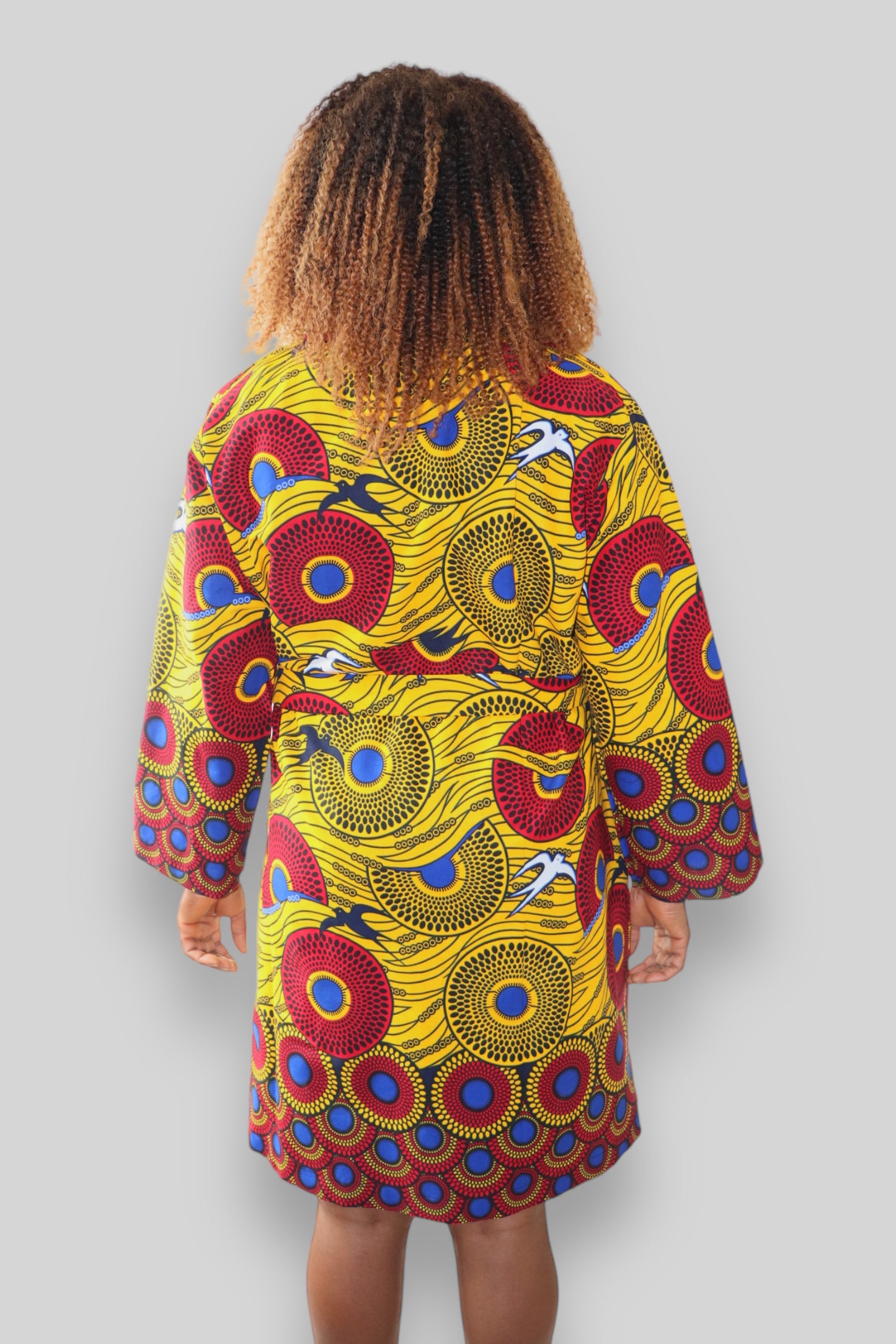 Kimono Vest van Afrikaanse Print - Geel/Rood