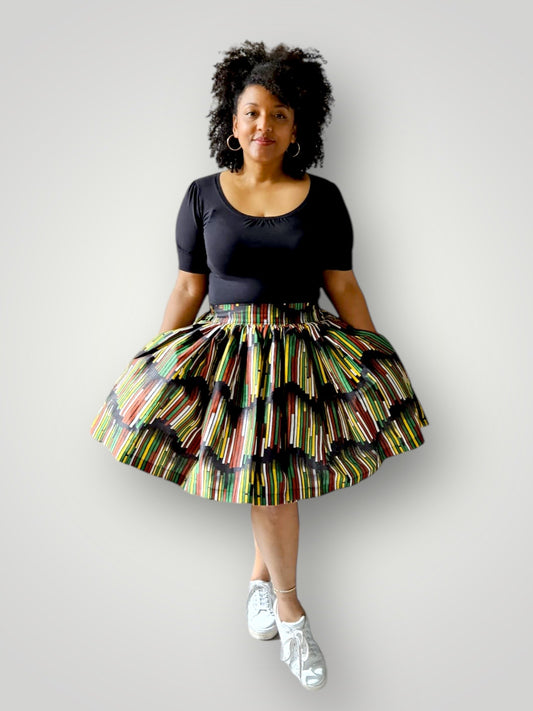 Midi Rok van Afrikaanse Print - Multicolor 4