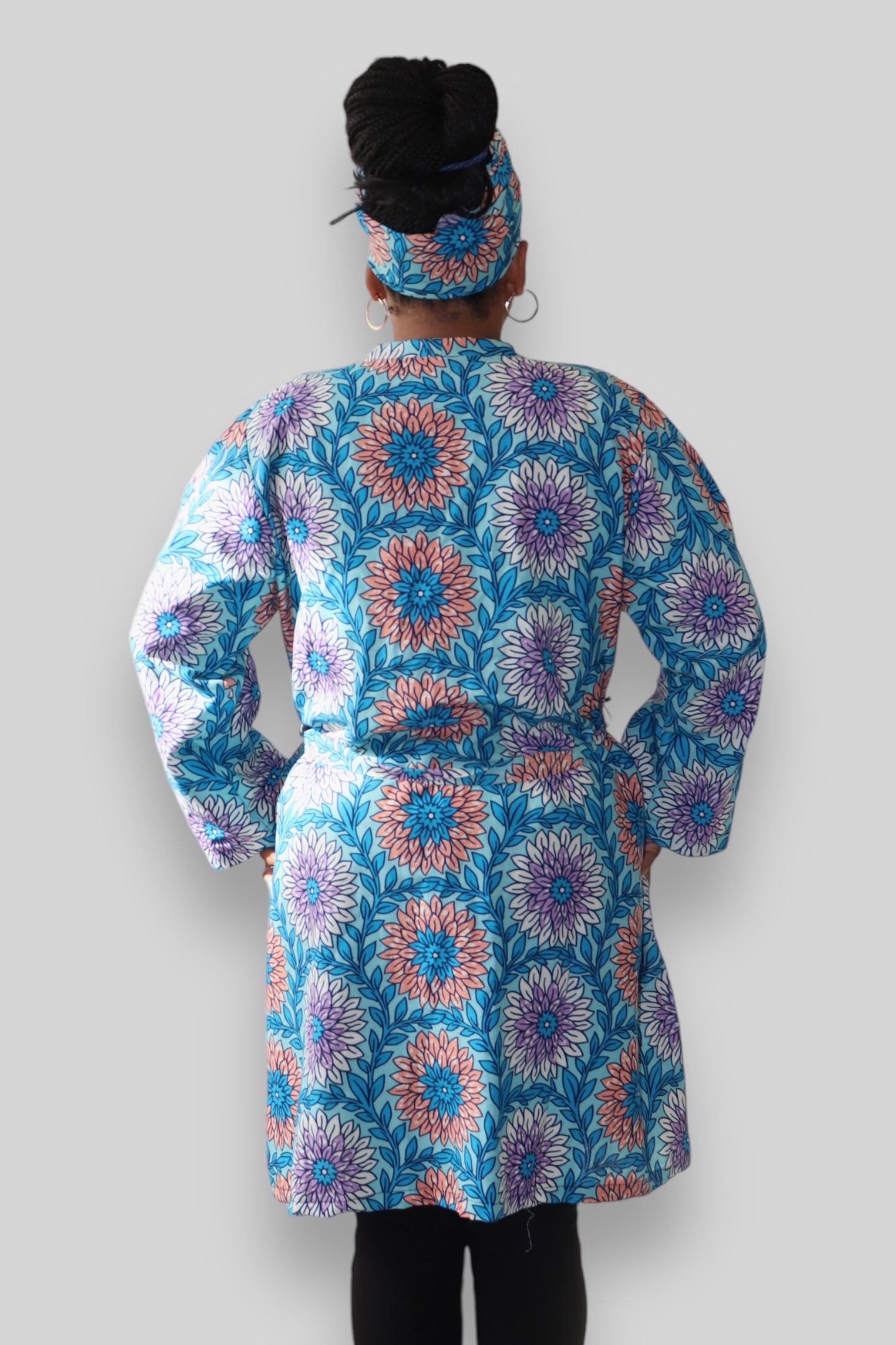 Kimono Vest in Afrikaanse Print - Blauw/Roze
