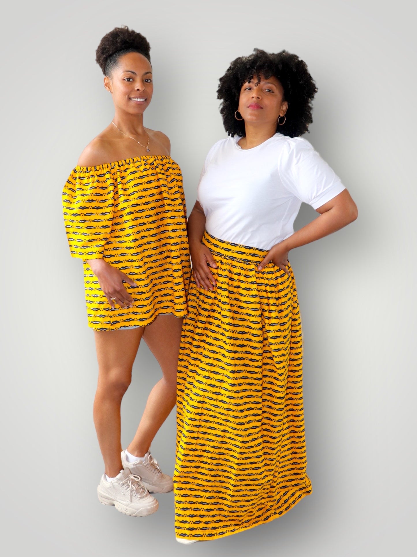 Off Shoulder Top van Afrikaanse Print - Geel