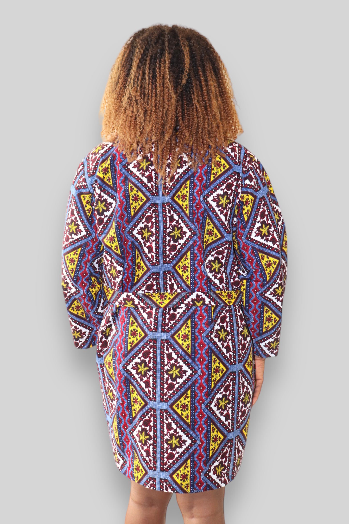 Kimono Vest in Afrikaanse Print - Paard/Geel
