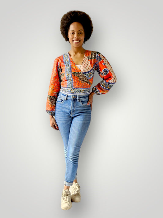 Wrap Top van Afrikaanse Print - Multicolor 1