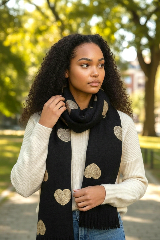 NANA sjaal met hartmotief (Zwart)