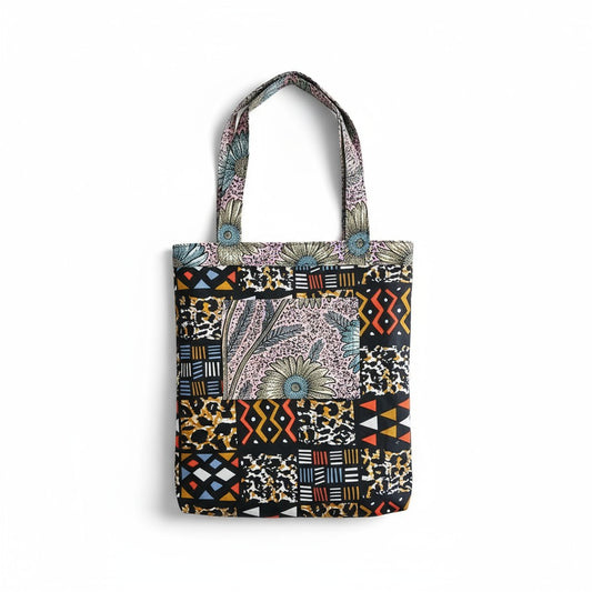 Tote Tas in Afrikaanse Print - Licht Paars/Blauw