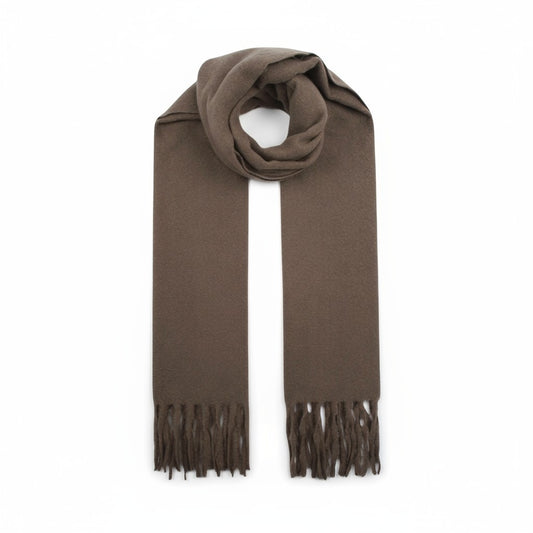 NANA sjaal effen met franjes – Zacht & elegant (Mokka)