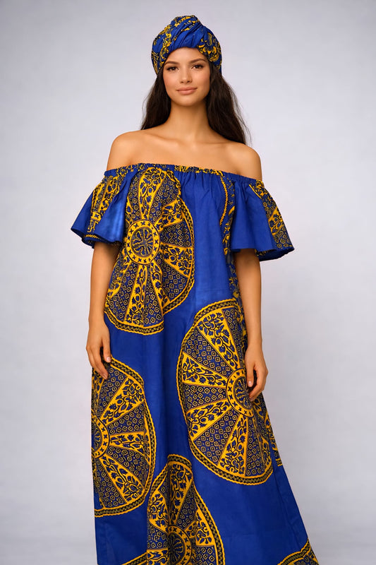 Rich Aunty Off-shoulder Maxi Jurk