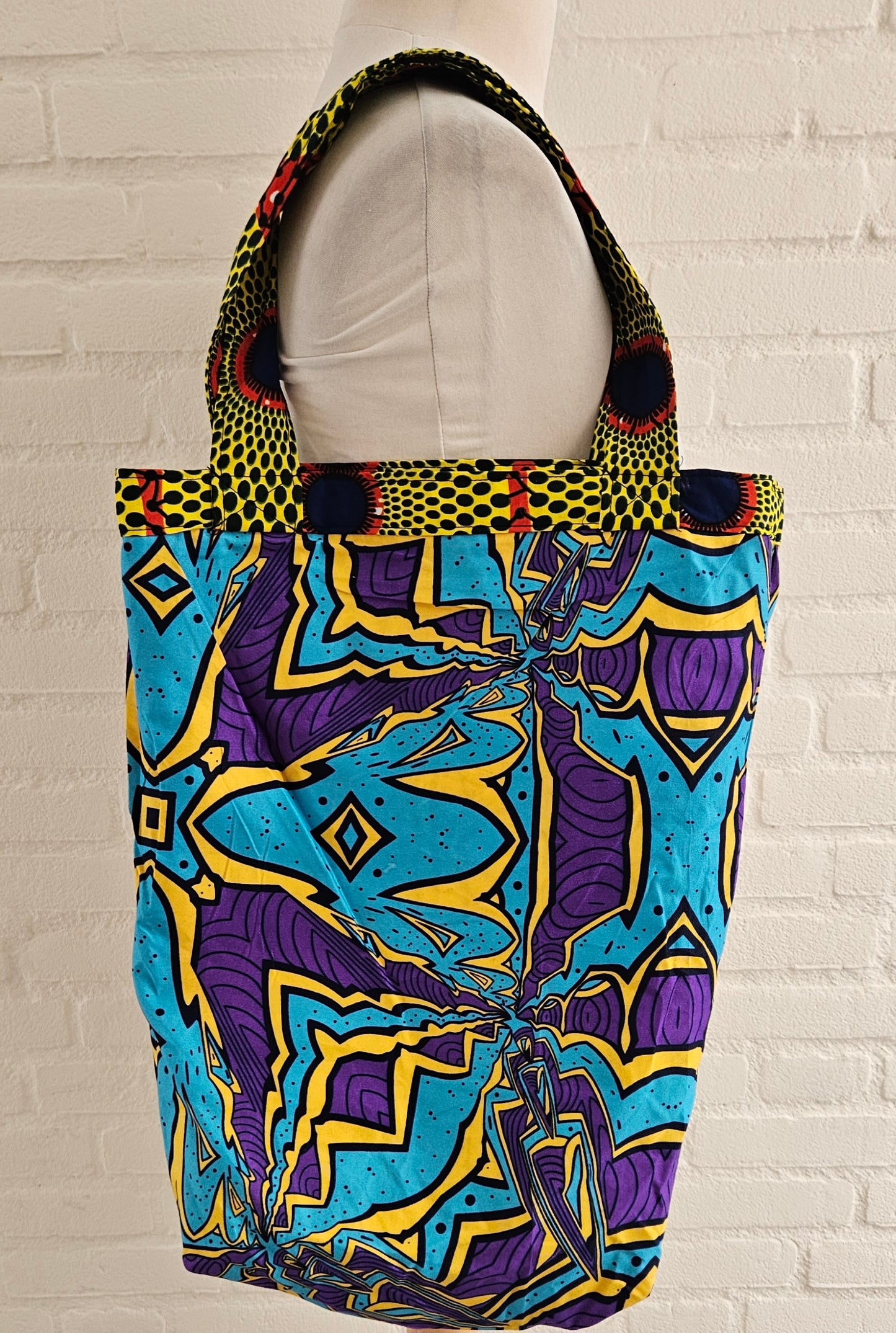Tote Tas in Afrikaanse Print - Rood/Geel