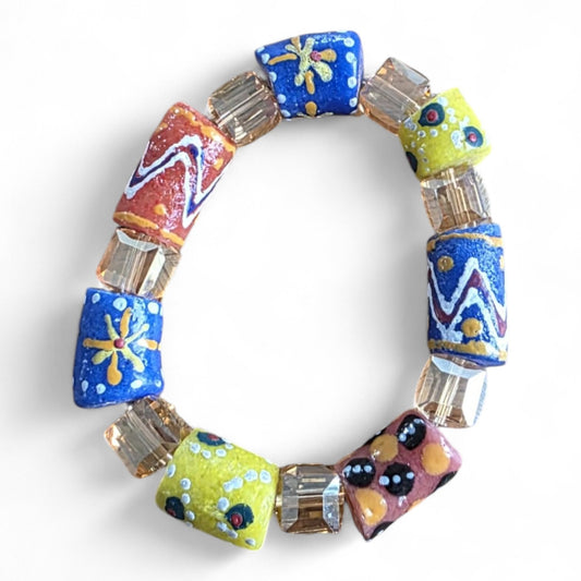 Handgemaakte Afrikaanse glaskralenarmband