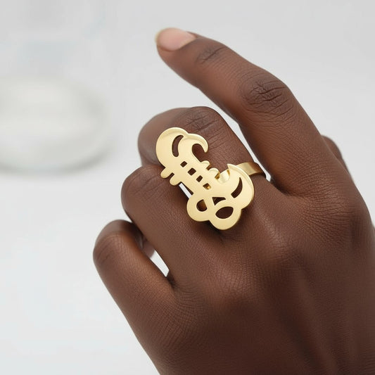 Adinkra stijl ring – goudkleurig – verstelbaar