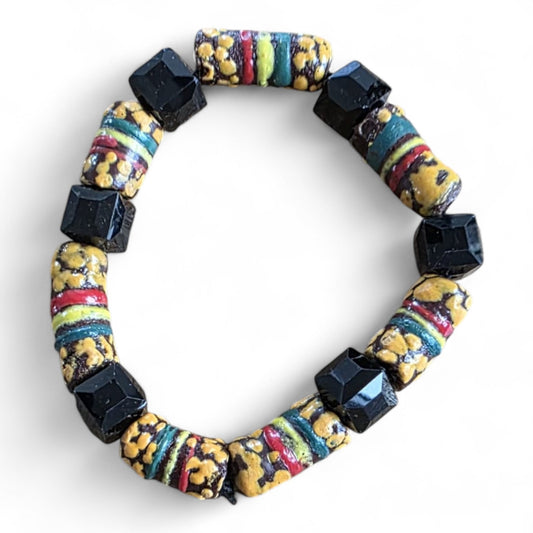 Handgemaakte Afrikaanse glaskralenarmband