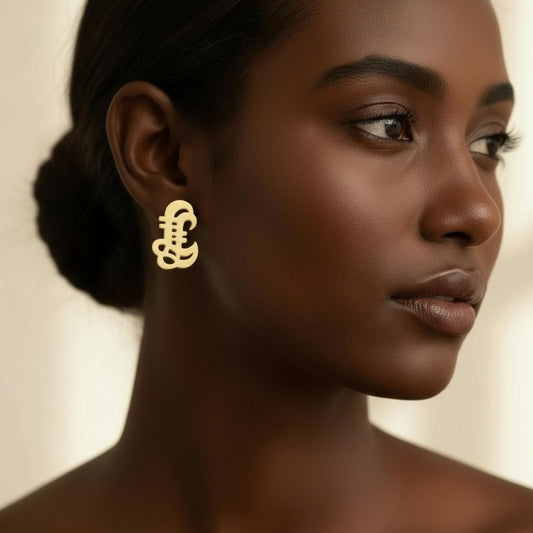 Adinkra zwaard oorbellen – goudkleurig