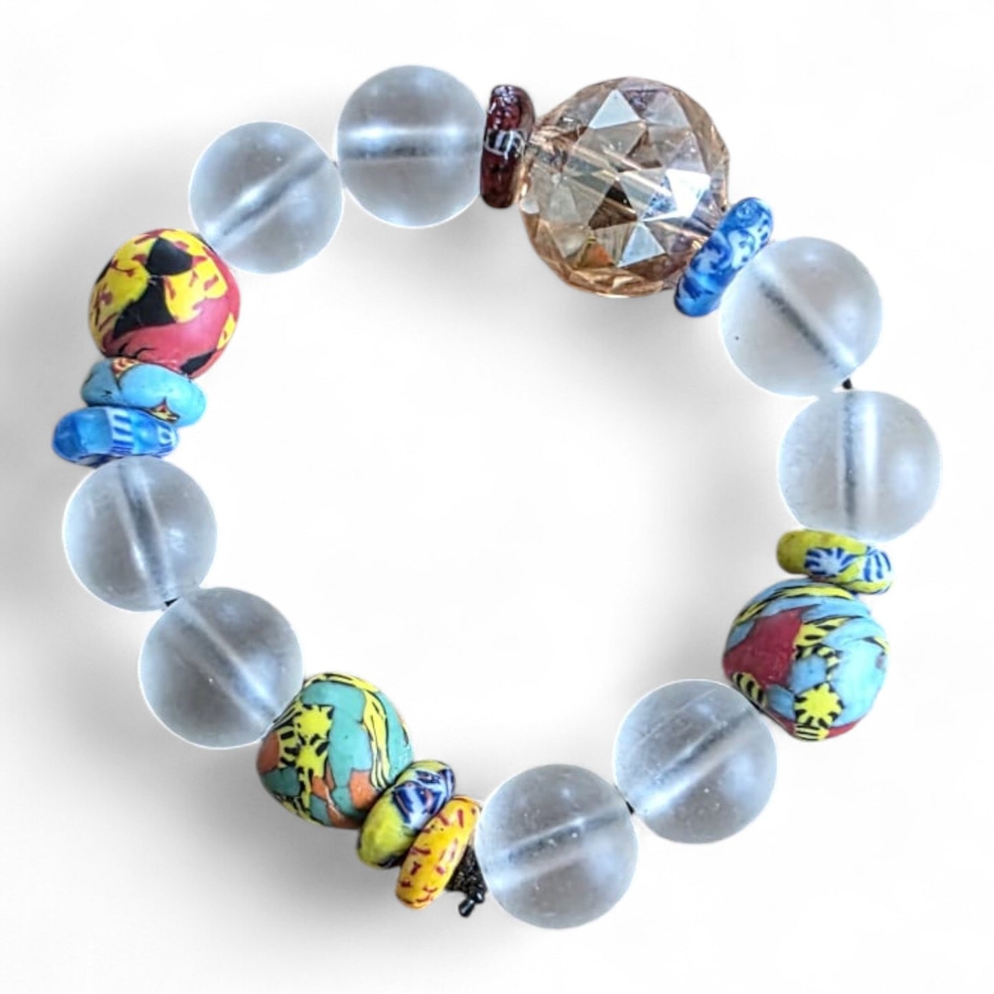 Handgemaakte Afrikaanse glaskralenarmband
