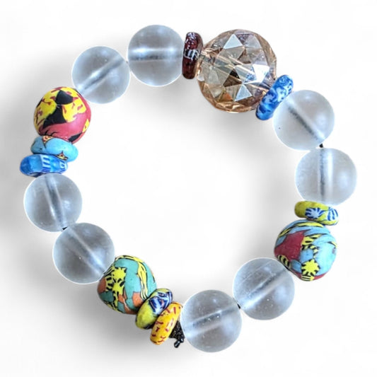 Handgemaakte Afrikaanse glaskralenarmband