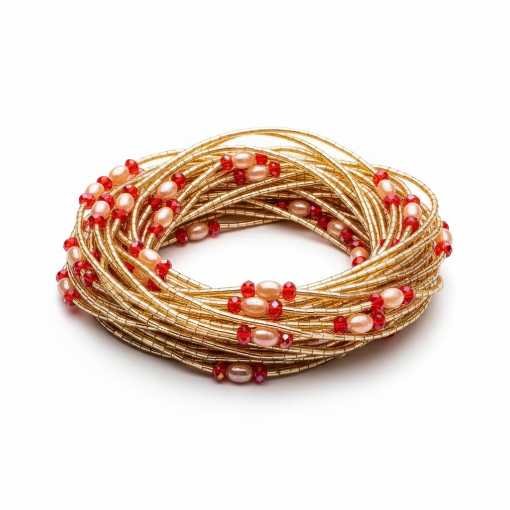 Waist Beads / Afrikaanse Heupketting Gold- Rood