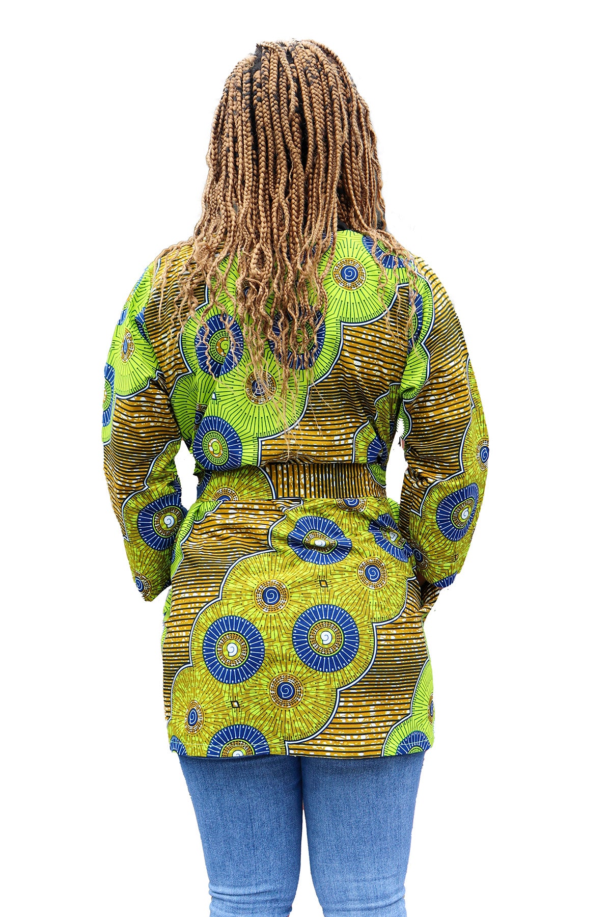 Afrikaanse Print Kimono Vest - Groen/Blauw