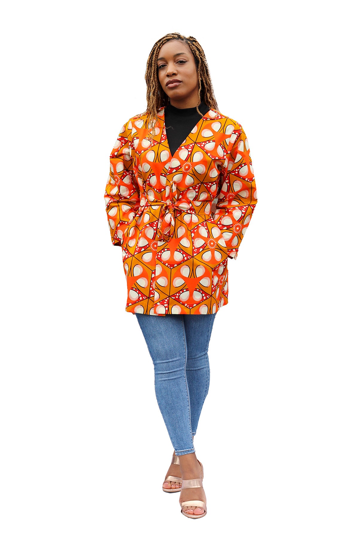 Afrikaanse Print Kimono Vest - Oranje