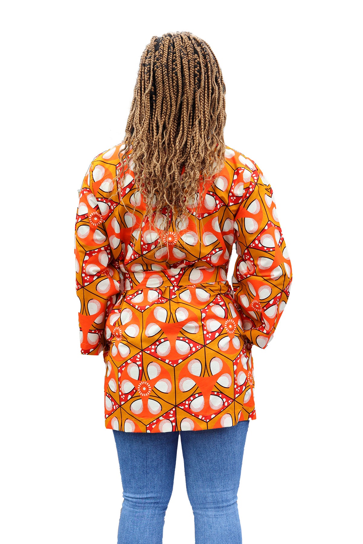 Afrikaanse Print Kimono Vest - Oranje