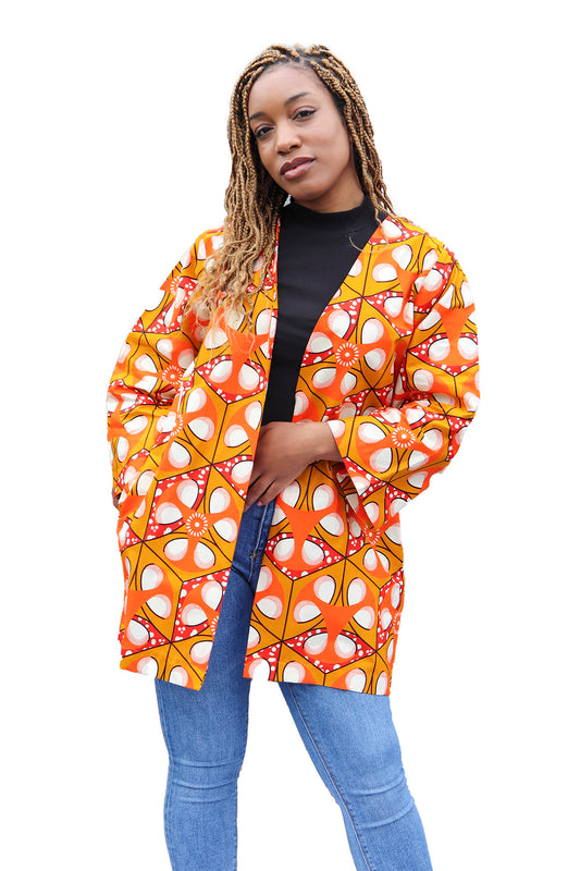 Afrikaanse Print Kimono Vest - Oranje