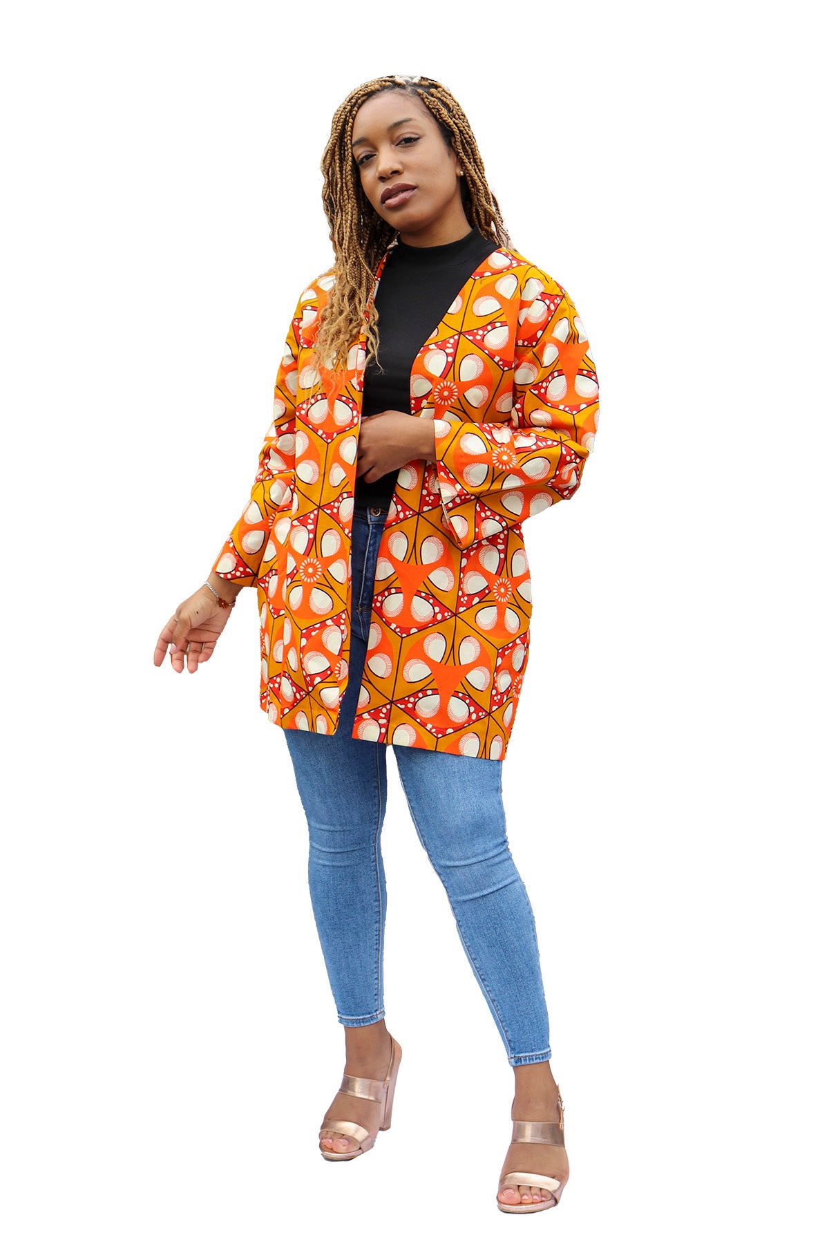 Afrikaanse Print Kimono Vest - Oranje