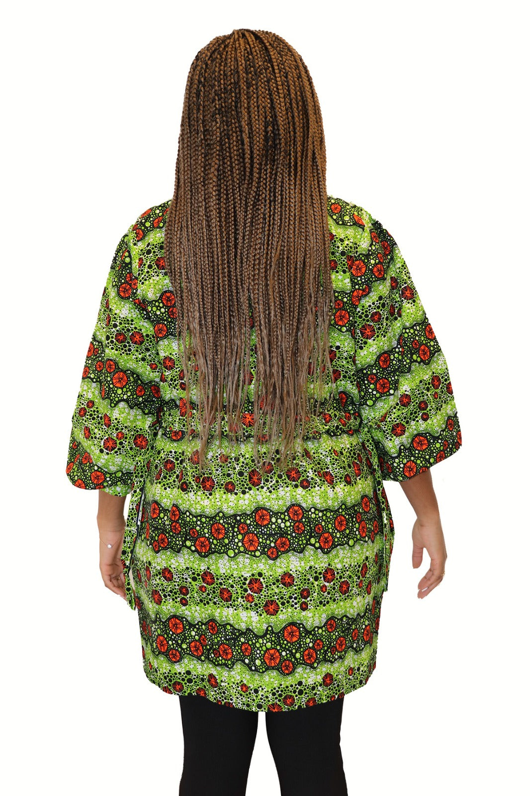 Kimono van Afrikaanse Print - Groen/Rood