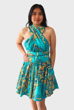 Afbeelding in Gallery-weergave laden, Multiway Midi Jurk van Afrikaanse Print - licht Groen
