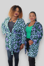 Afbeelding in Gallery-weergave laden, Kimono Vest in Afrikaanse Print - Paars/Groen 2
