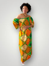 Afbeelding in Gallery-weergave laden, Off Shoulder Maxi Jurk van Afrikaanse Print - Multicolor 1
