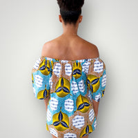Off Shoulder Top van Afrikaanse Print - Multicolor