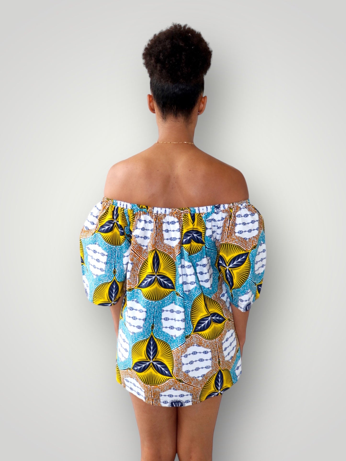 Off Shoulder Top van Afrikaanse Print - Multicolor