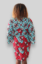 Afbeelding in Gallery-weergave laden, Kimono Vest in Afrikaanse Print - Rood/Licht Blauw
