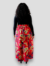 Afbeelding in Gallery-weergave laden, Maxi Rok met Slit van Afrikaanse Print - Rood
