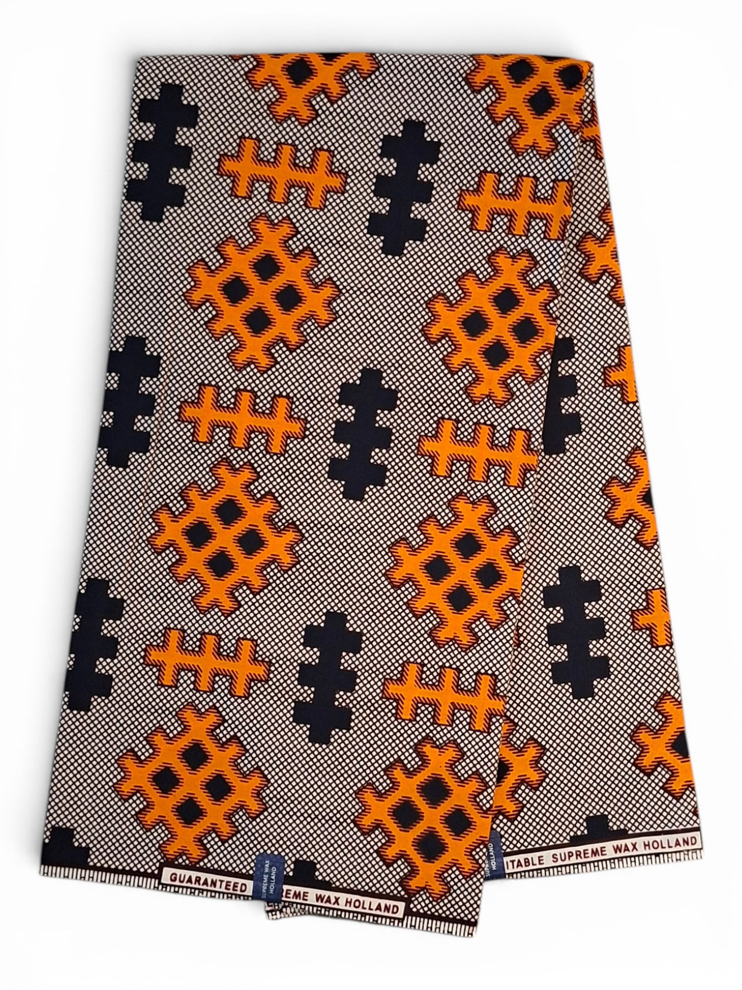 Afrikaanse Stof/Geometrisch (Grijs & Oranje)100%katoen