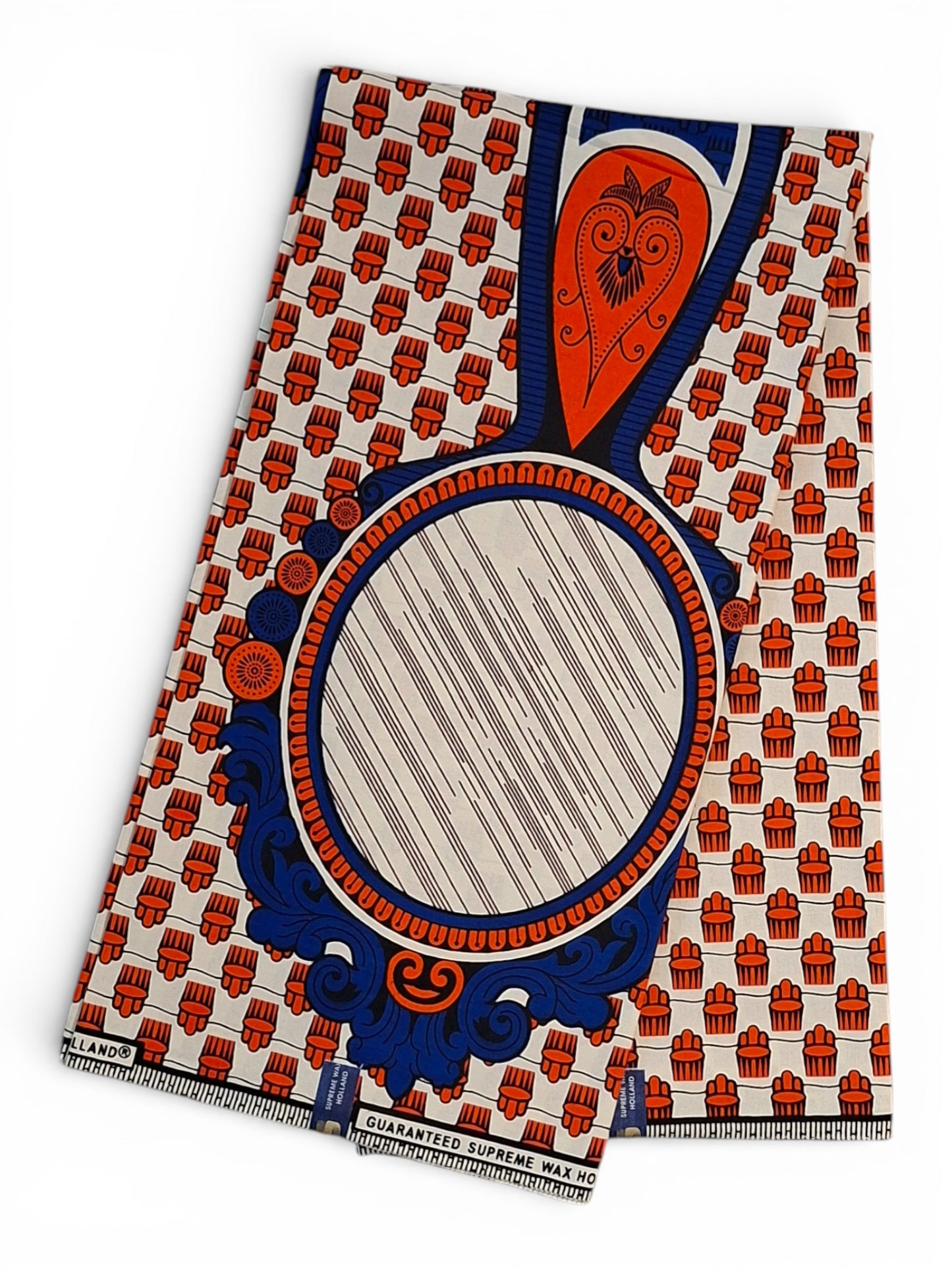 Afrikaanse Stof| Multicolor Handspiegel (Blauw & Oranje)100%katoen