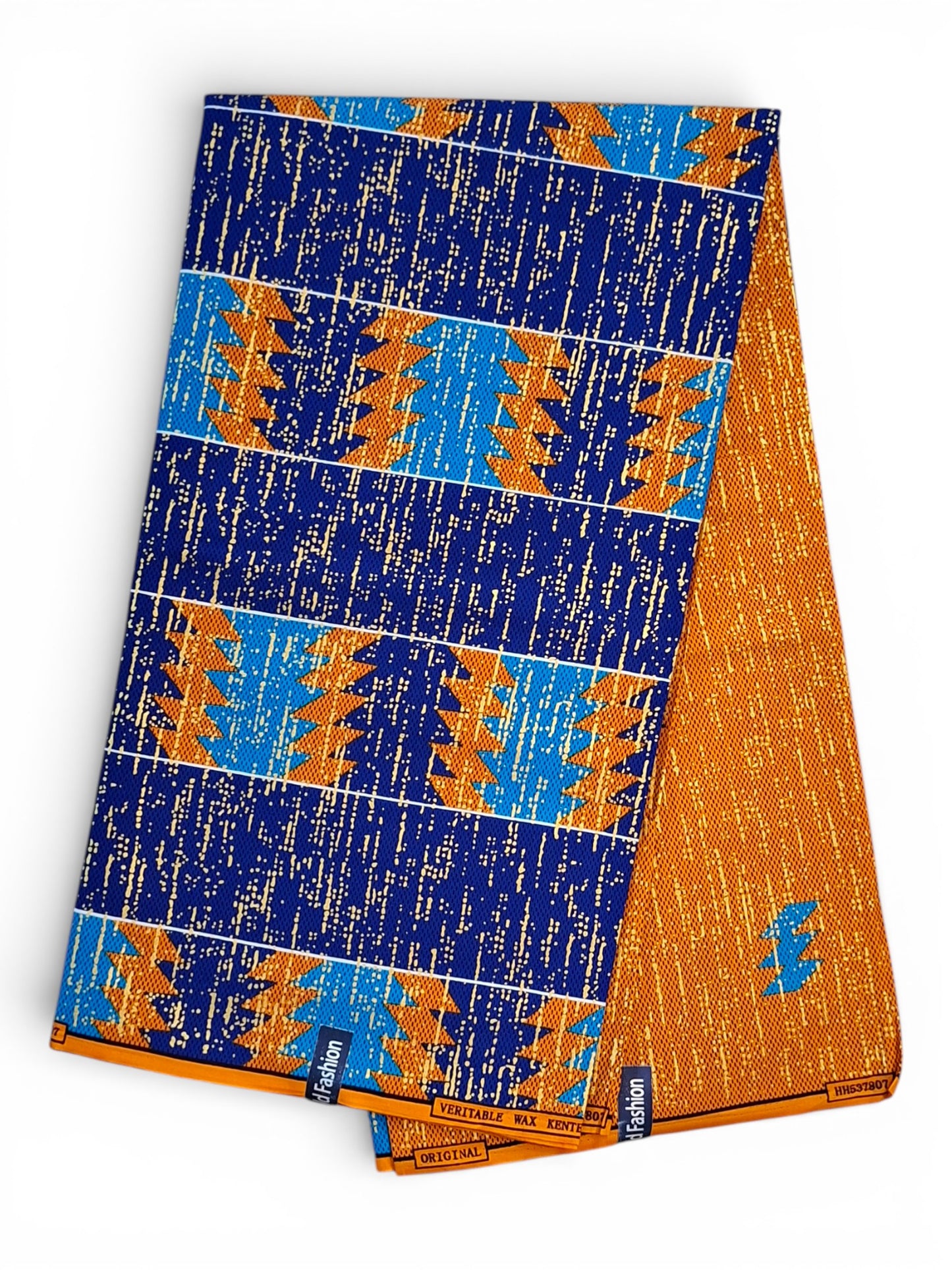 Ghana Kente Gold Fashion | Blauw & Goud Geometrische Stof
