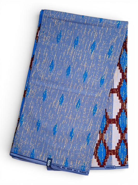 Kente Gold Fashion | Blauw & Bruin Geometrische Ruit