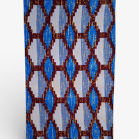 Ghana Kente Gold Fashion   Blauw & Bruin Geometrische Ruit