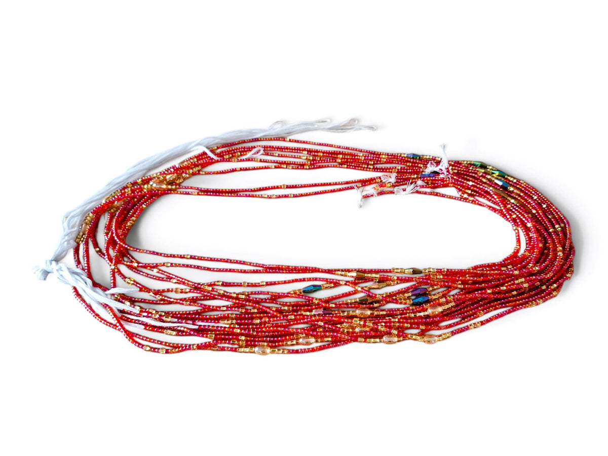 Waistbeads – rood & goud