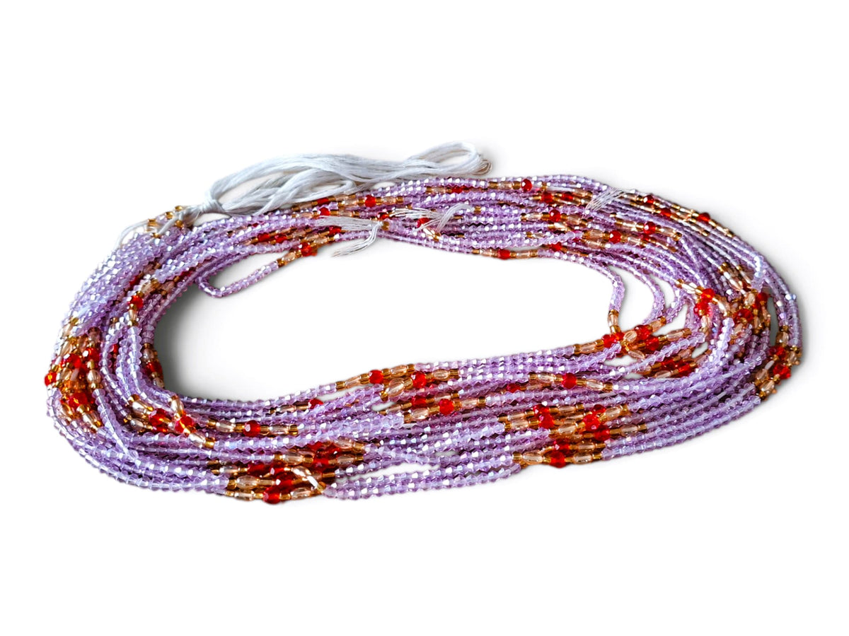 Waistbeads – lila, rood & goud